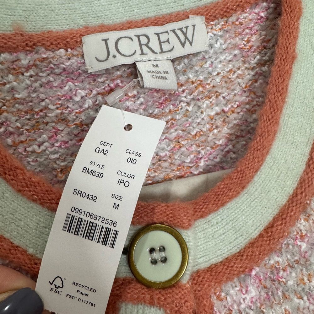 NWT J CREW Marled sweater lady cardigan in blush pink - Picture 8 of 8